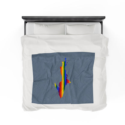 Michigan Upper Peninsula Plush Blanket (w/ UP Pride Flag Outline) | B-24 Liberator Grey