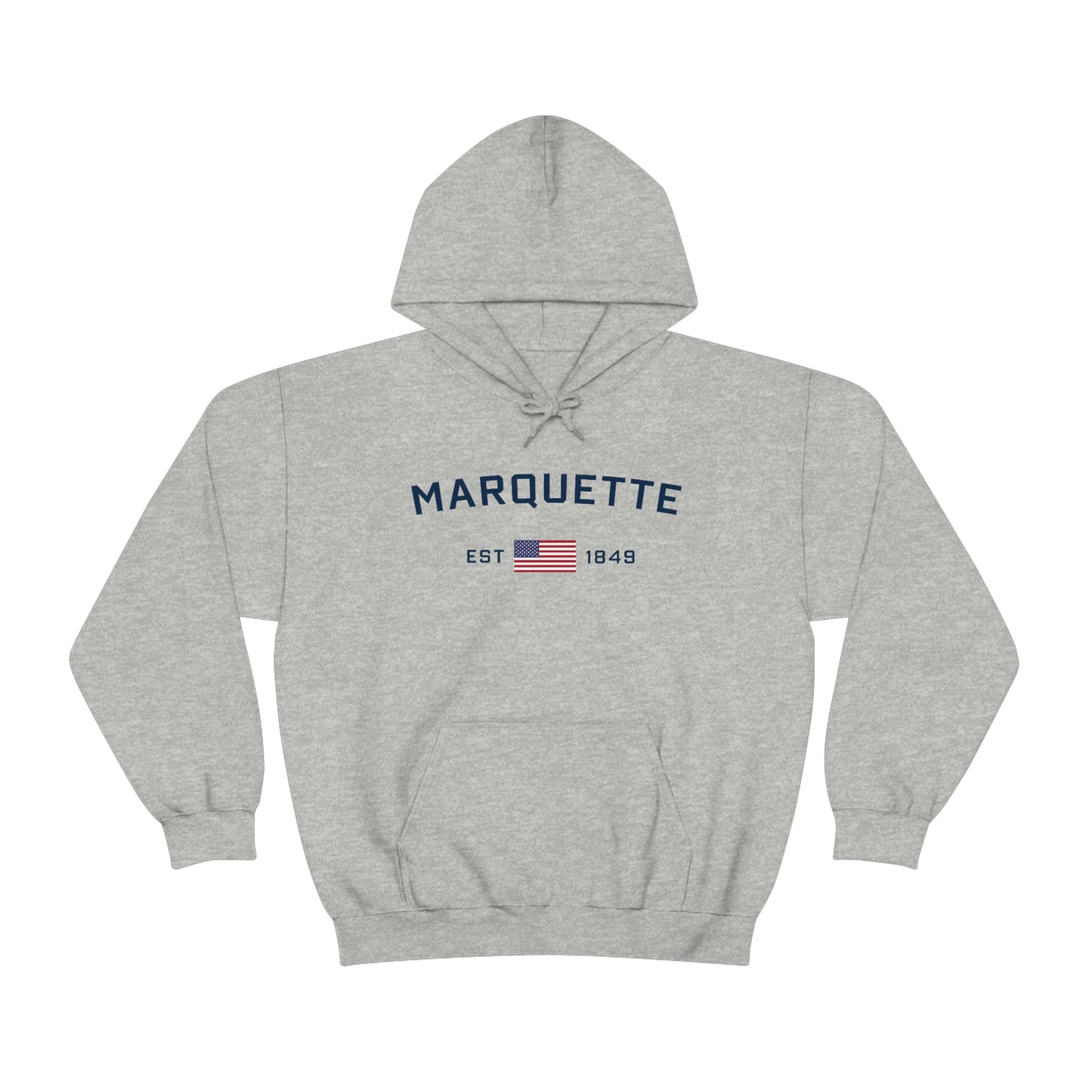 'Marquette EST 1849' Hoodie (w/USA Flag Outline) | Unisex Standard