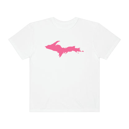 Michigan Upper Peninsula T-Shirt (w/ Pink UP Outline) | Unisex Garment-Dyed