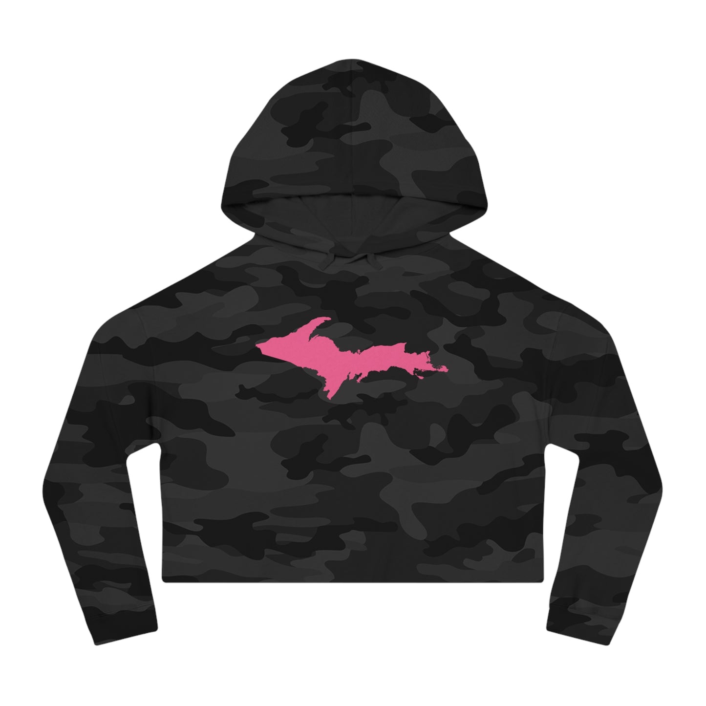 Michigan Upper Peninsula Hoodie (w/ Pink UP Outline) | Lightweight Cropped