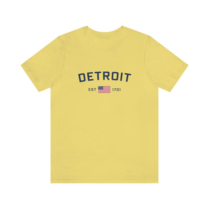 'Detroit Est 1701' T-Shirt (w/ United States Flag) | Unisex Standard Fit