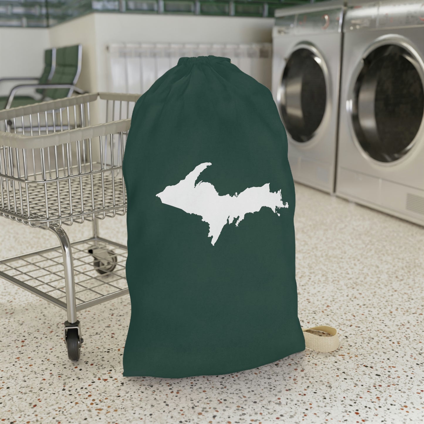 Michigan Upper Peninsula Laundry Bag (Green w/ UP Outline)