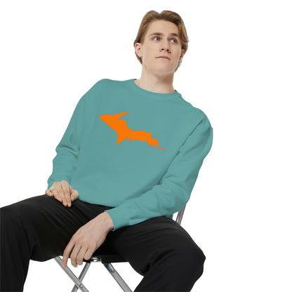 Michigan Upper Peninsula Sweatshirt (w/ Orange UP Outline) | Unisex Garment Dyed