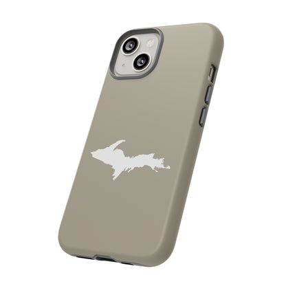 Michigan Upper Peninsula Tough Phone Case (Petoskey Stone Beige w/ UP Outline) | Apple iPhone