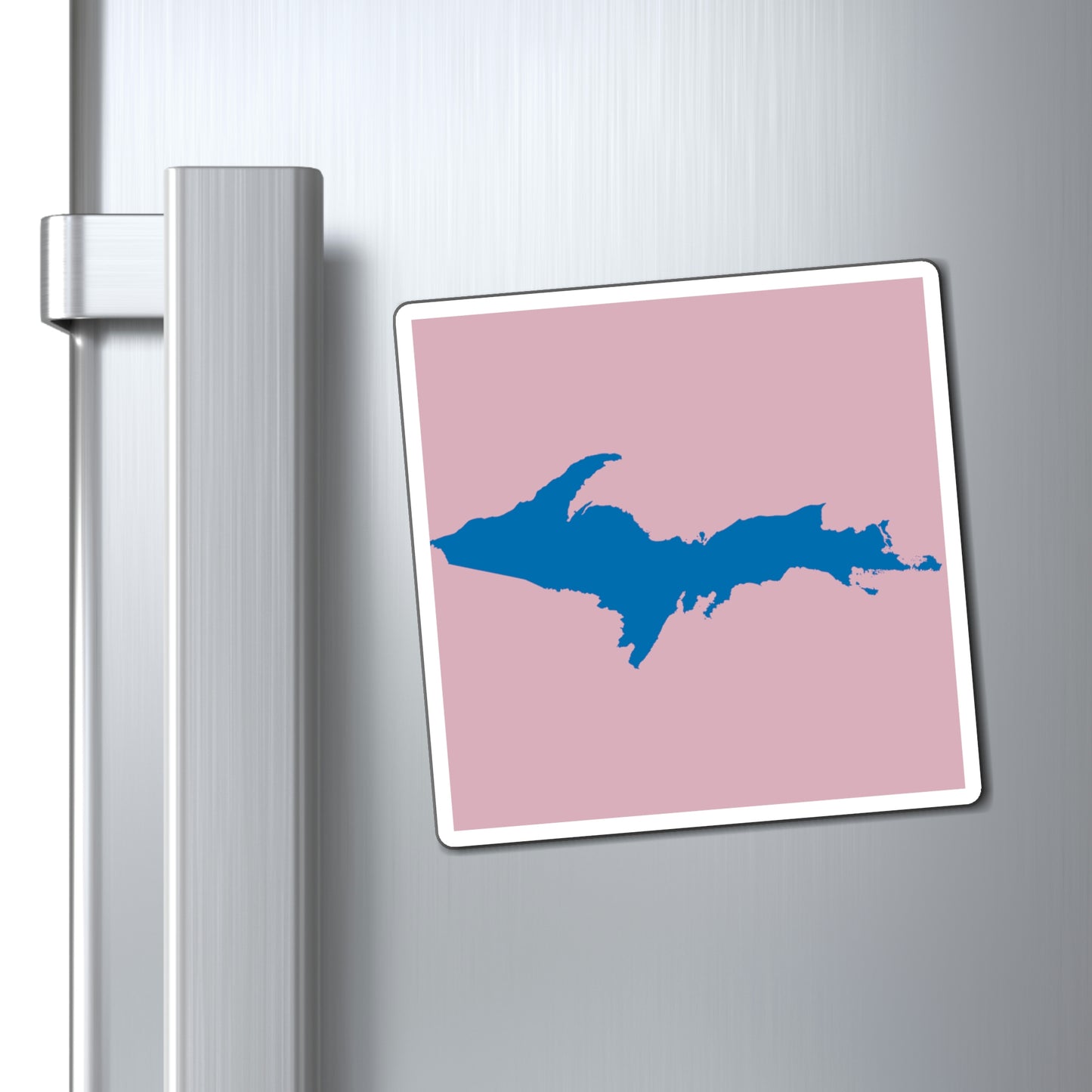 Michigan Upper Peninsula Square Magnet (Pink w/ Azure UP Outline)