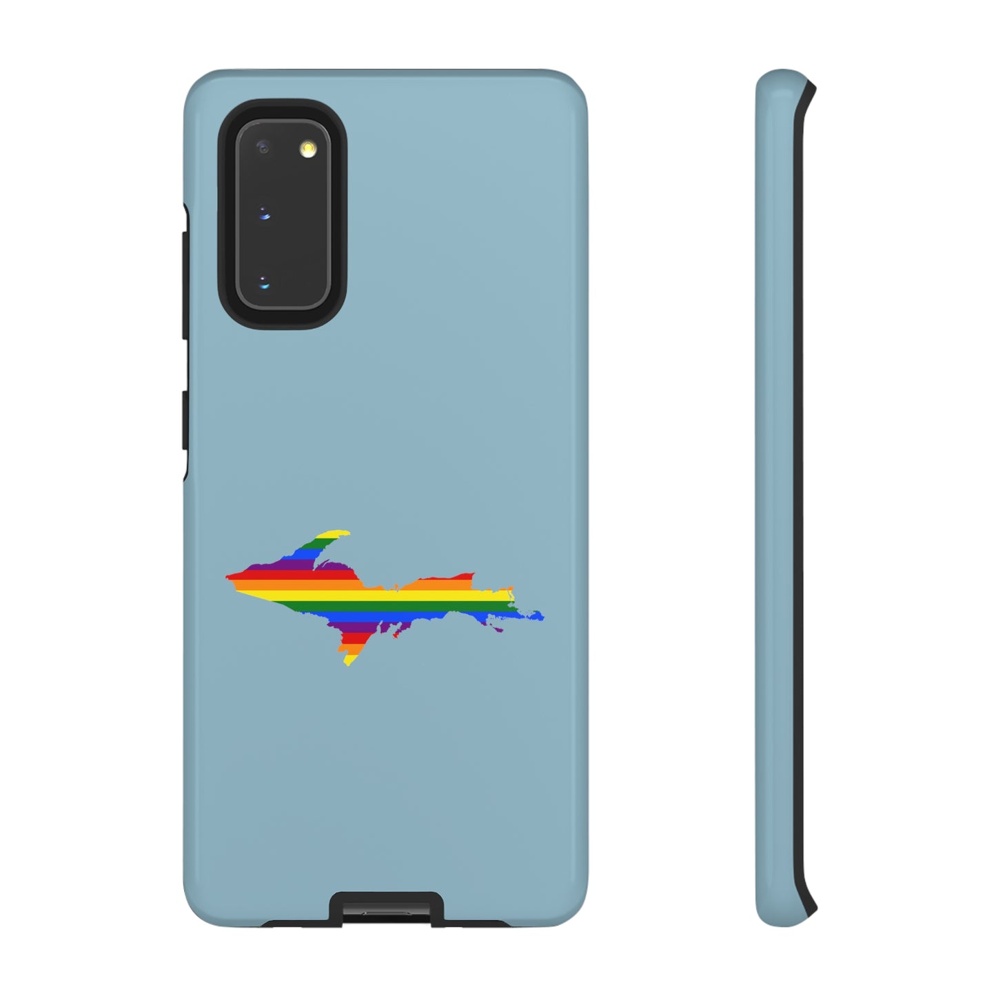 Michigan Upper Peninsula Tough Phone Case (Opal Blue w/ UP Pride Flag Outline) | Samsung & Pixel Android