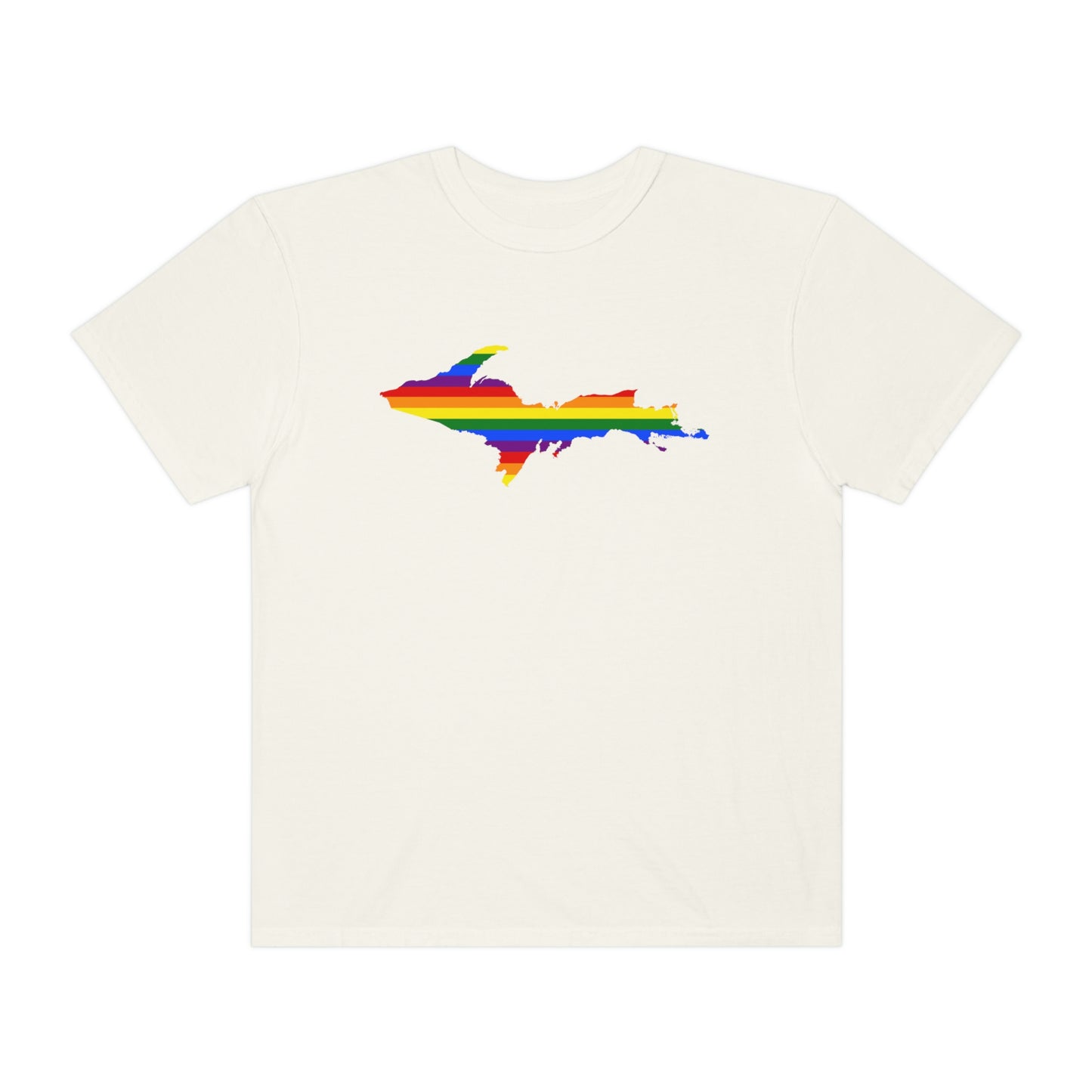 Michigan Upper Peninsula T-Shirt (w/ UP Pride Flag Outline) | Unisex Garment-Dyed