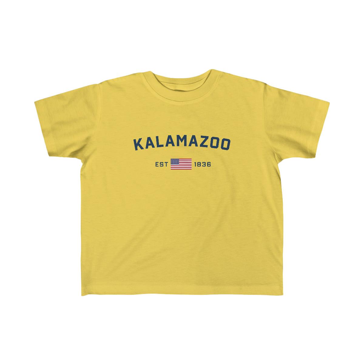 'Kalamazoo EST 1836' T-Shirt  (w/USA Flag Outline) | Toddler Short Sleeve - Circumspice Michigan