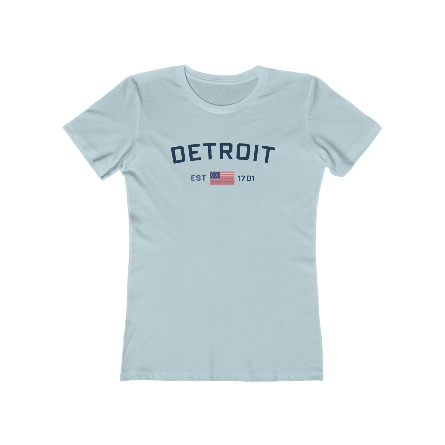 'Detroit EST 1701' T-Shirt (w/USA Flag Outline) | Women's Boyfriend Cut