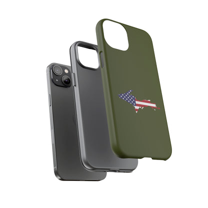 Michigan Upper Peninsula Tough Phone Case (Army Green w/ UP USA Outline) | Apple iPhone