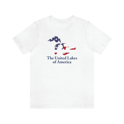 'The United Lakes of America' T-Shirt (w/ Great Lakes USA Flag Outline) | Unisex Standard Fit