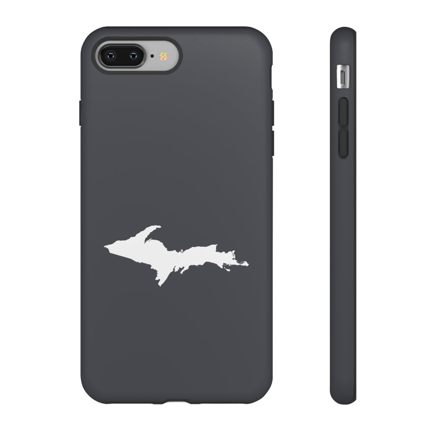 Michigan Upper Peninsula Tough Phone Case (Iron Ore Grey w/ UP Outline) | Apple iPhone