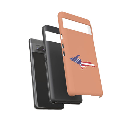 Michigan Upper Peninsula Tough Phone Case (Copper Color w/ UP USA Flag Outline) | Samsung & Pixel Android