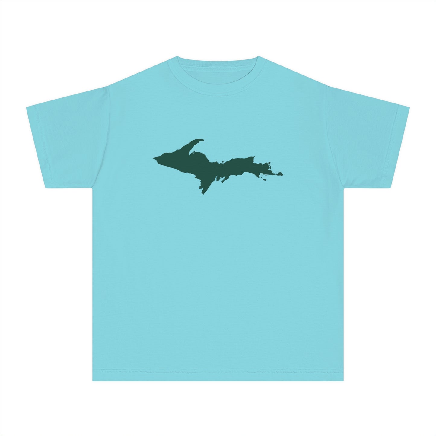 Michigan Upper Peninsula T-Shirt (w/ Green UP Outline) | Youth Garment-Dyed