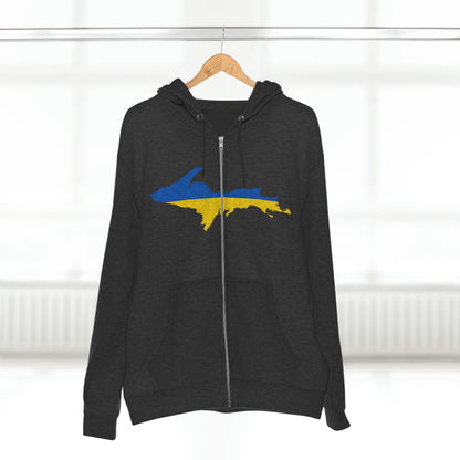 Michigan Upper Peninsula Full-Zip Hoodie (w/ UP Ukraine Flag Outline)