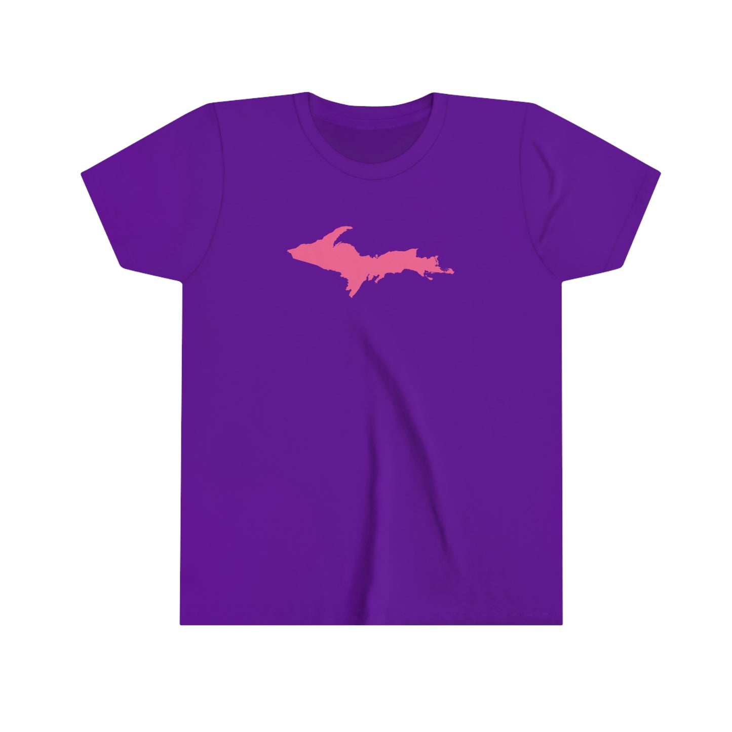 Michigan Upper Peninsula T-Shirt (w/ Pink UP Outline) | Youth Short Sleeve