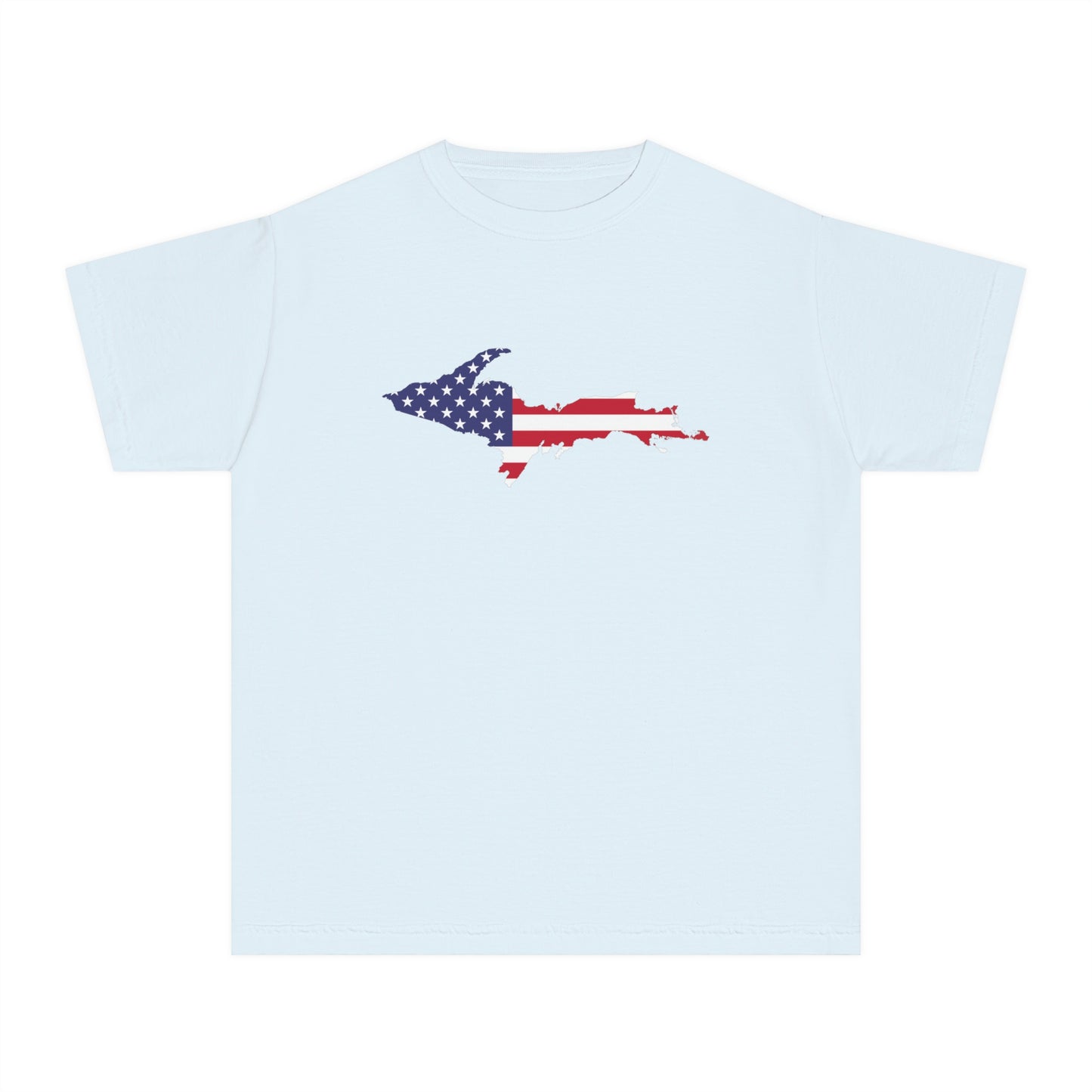 Michigan Upper Peninsula T-Shirt (w/ UP USA Flag Outline) | Youth Garment-Dyed