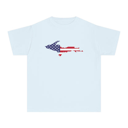 Michigan Upper Peninsula T-Shirt (w/ UP USA Flag Outline) | Youth Garment-Dyed