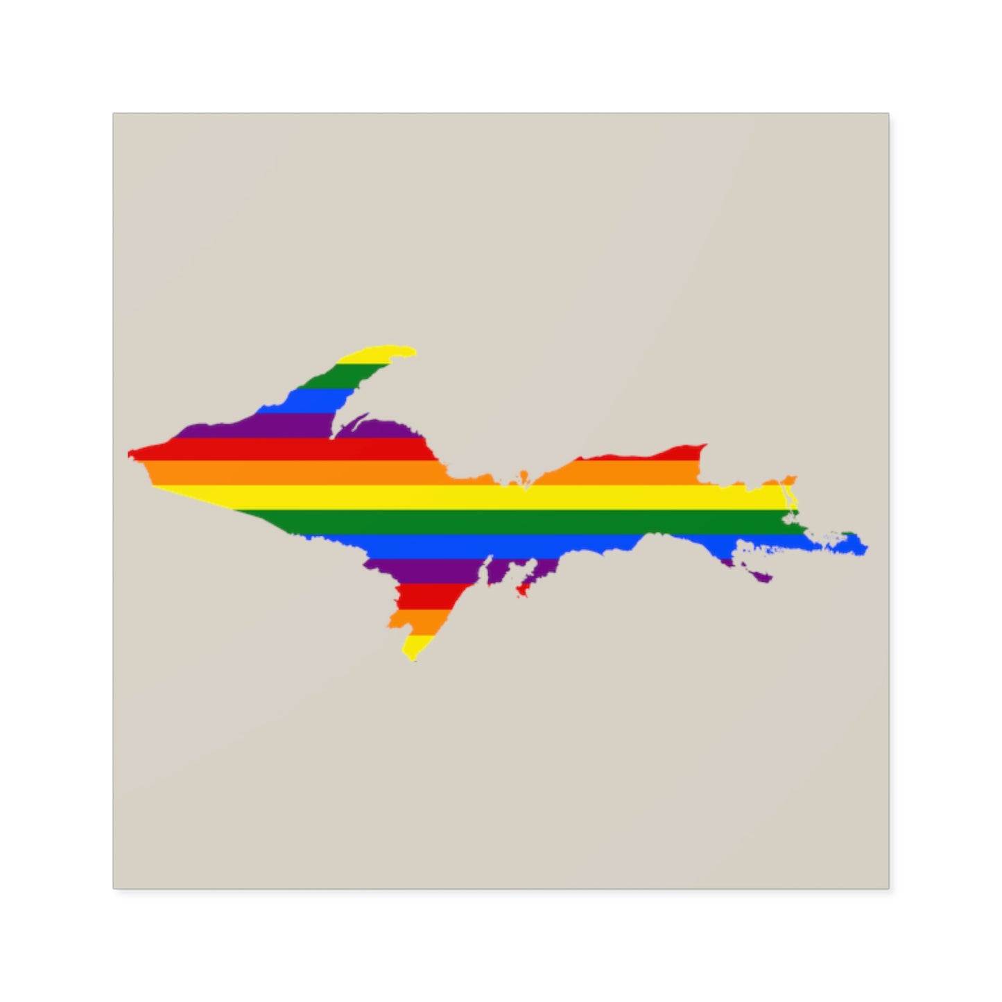 Michigan Upper Peninsula Square Sticker (Canvas Color w/ UP Pride Flag Outline) | Indoor/Outdoor