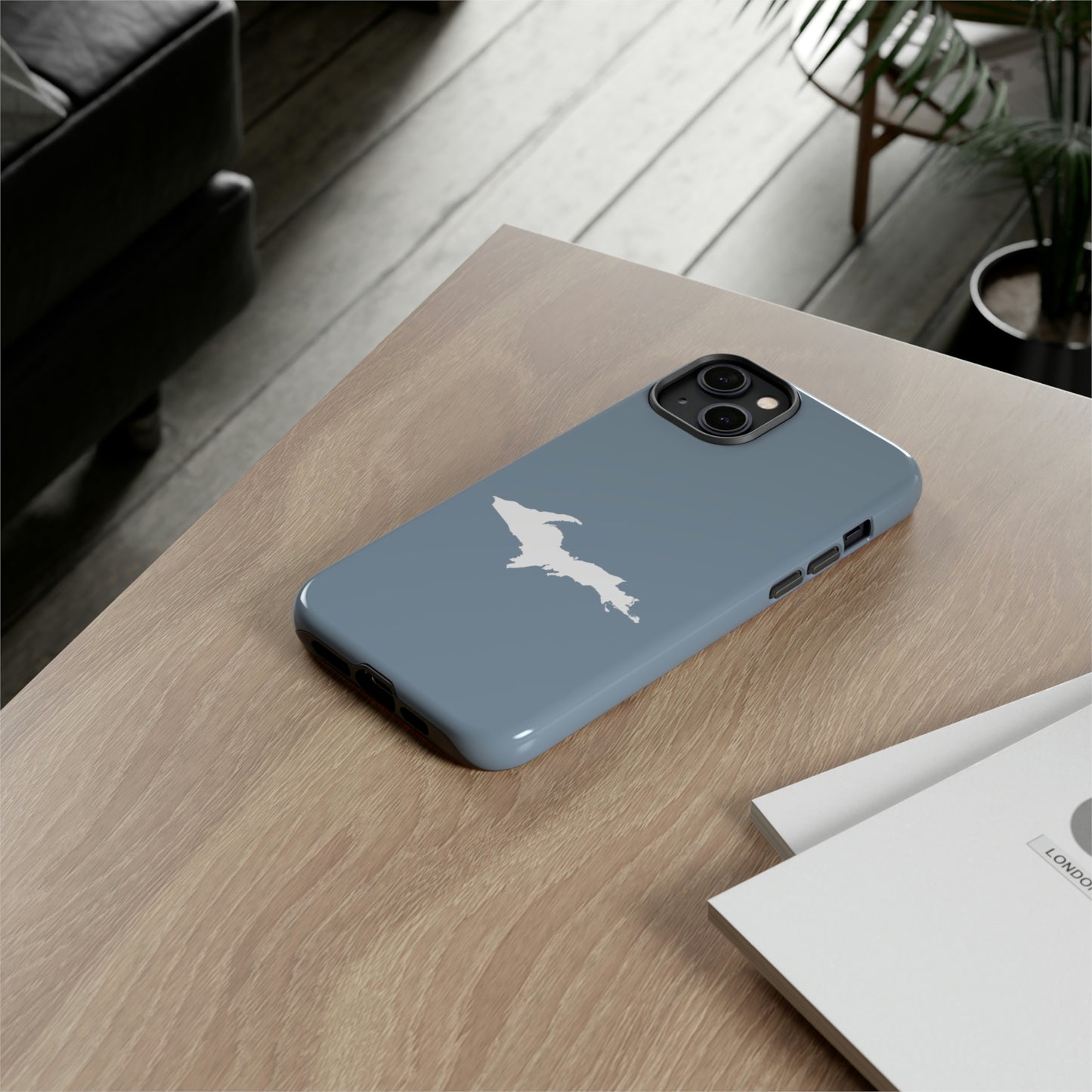 Michigan Upper Peninsula Tough Phone Case (B24 Liberator Grey w/ UP Outline) | Apple iPhone