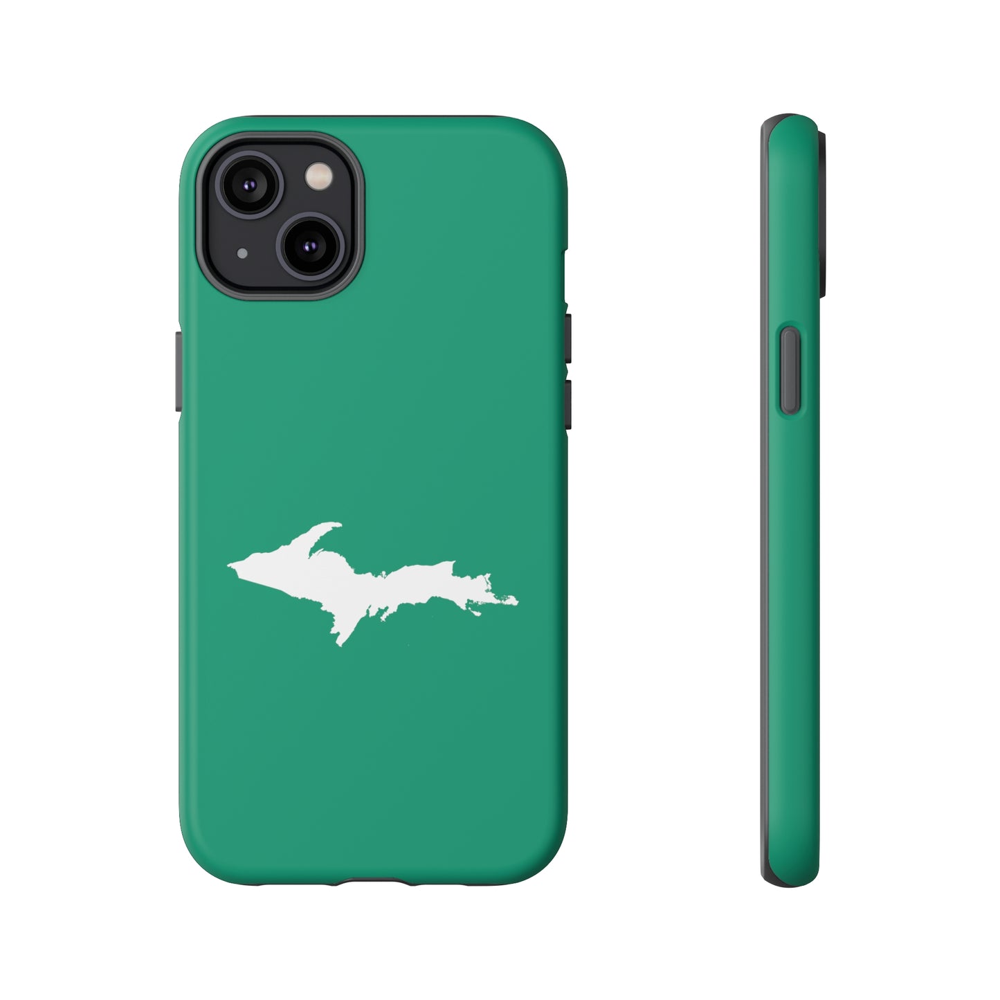 Michigan Upper Peninsula Tough Phone Case (Emerald Green w/ UP Outline) | Apple iPhone