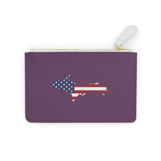 Michigan Upper Peninsula Mini Clutch Bag (Blackcurrant w/ UP USA Flag Outline)