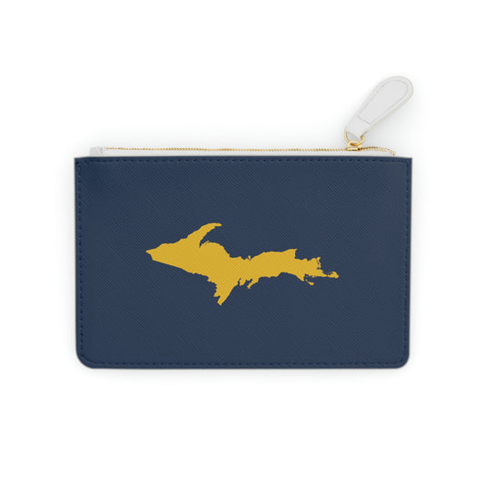 Michigan Upper Peninsula Mini Clutch Bag (Navy w/ Gold UP Outline)