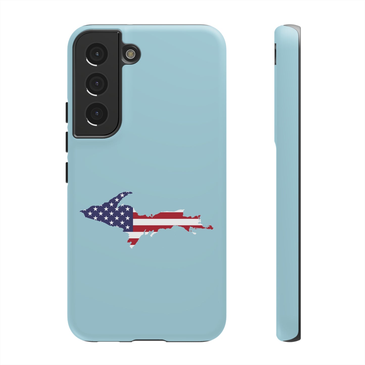 Michigan Upper Peninsula Tough Phone Case ('58 Caddie Blue w/ UP USA Flag Outline) | Samsung & Pixel Android