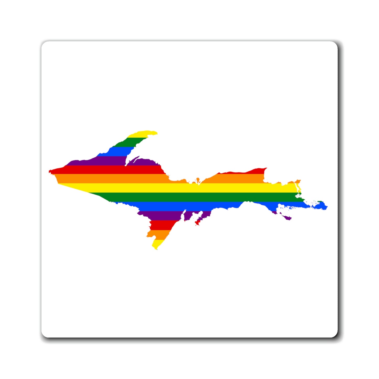 Michigan Upper Peninsula Square Magnet (w/ UP Pride Flag Outline)