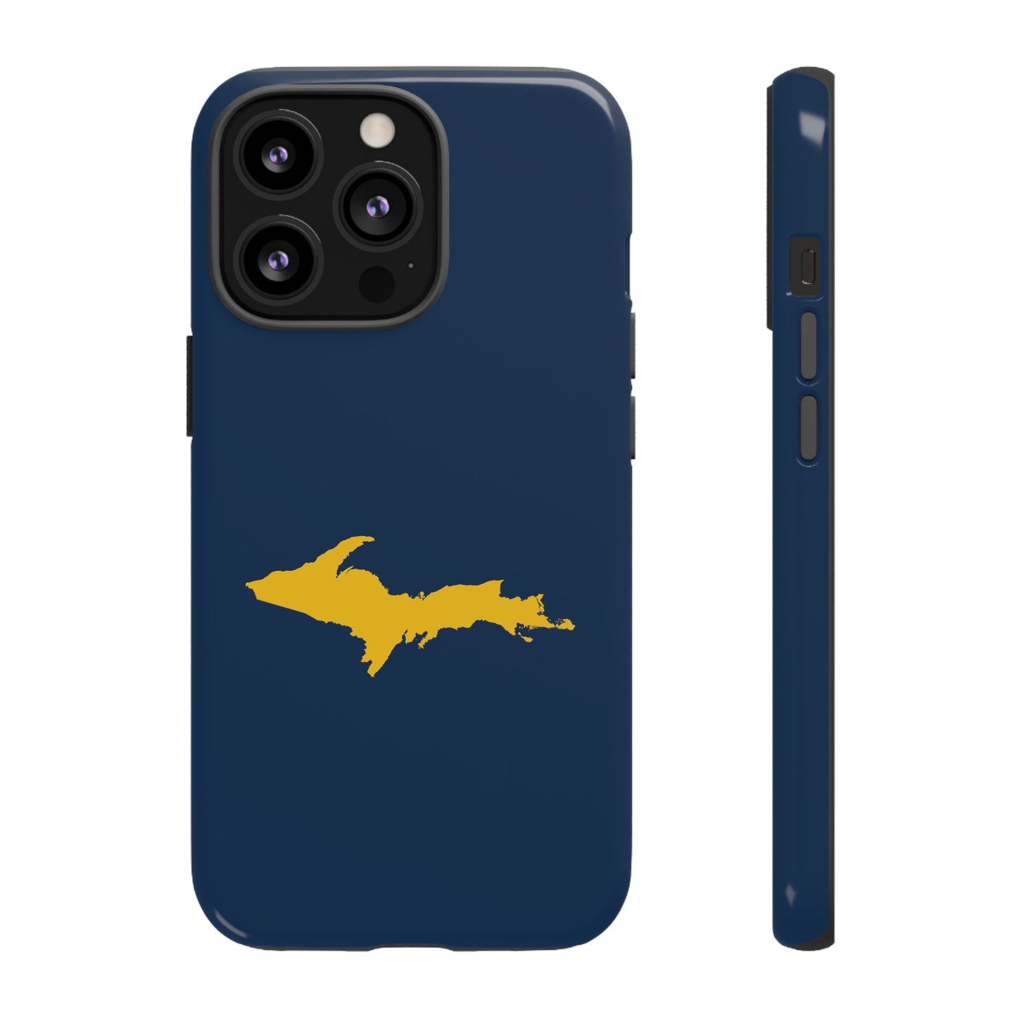 Michigan Upper Peninsula Tough Phone Case (Navy w/ Gold UP Outline) | Apple iPhone