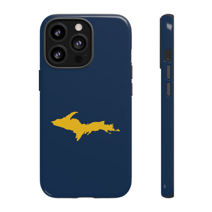 Michigan Upper Peninsula Tough Phone Case (Navy w/ Gold UP Outline) | Apple iPhone