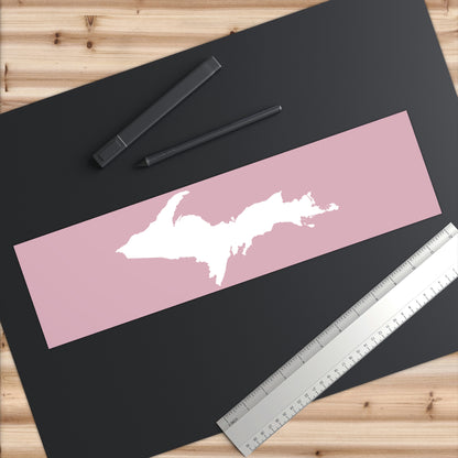 Michigan Upper Peninsula Bumper Sticker (w/ UP Outline) | Pink Background