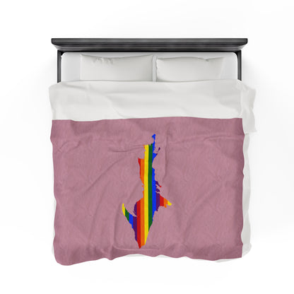 Michigan Upper Peninsula Plush Blanket (w/ UP Pride Flag Outline) | Pink