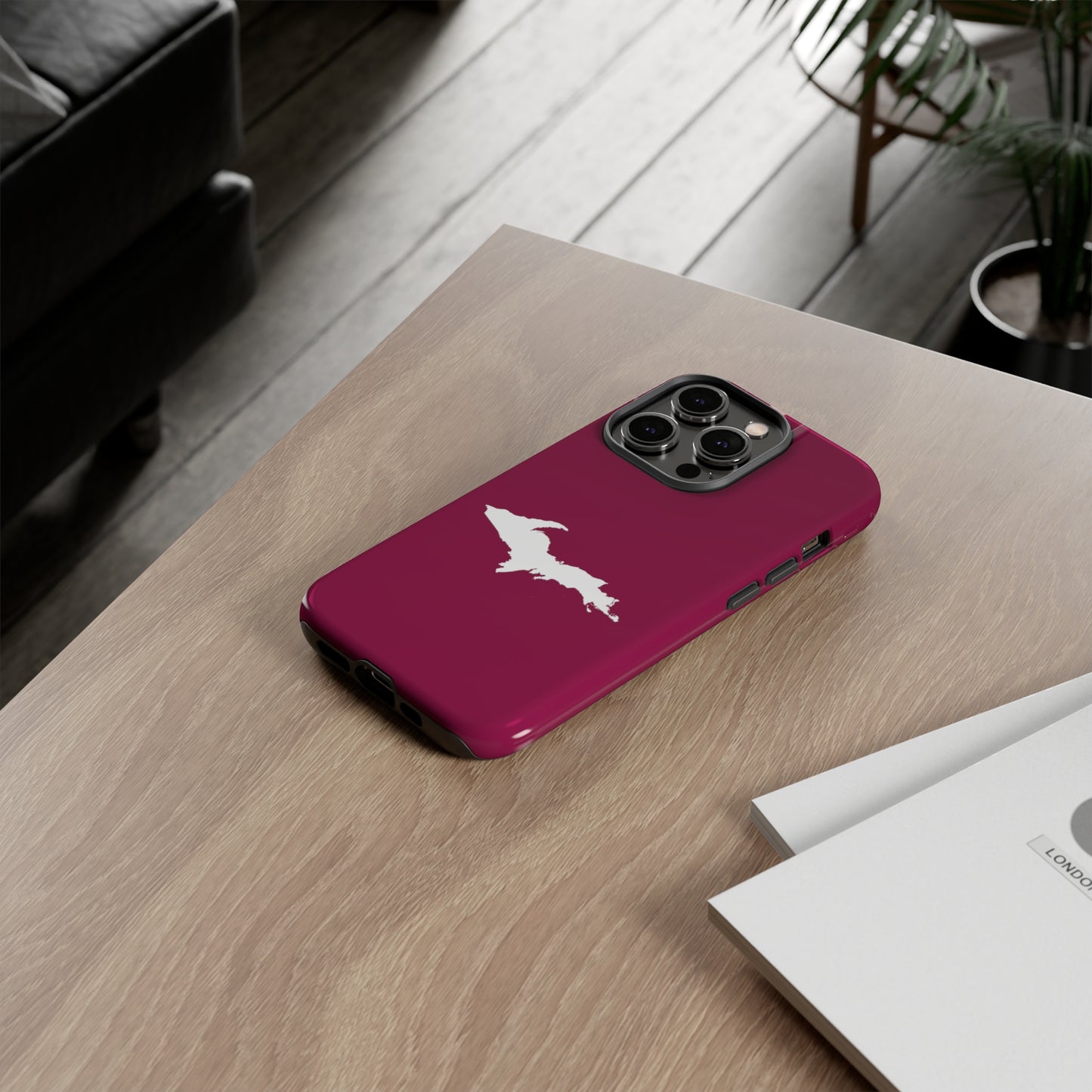 Michigan Upper Peninsula Tough Phone Case (Ruby Red w/ UP Outline) | Apple iPhone