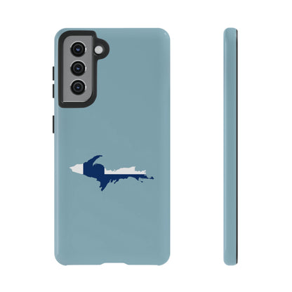 Michigan Upper Peninsula Tough Phone Case (Opal Blue w/ UP Finland Flag Outline) | Samsung & Pixel Android