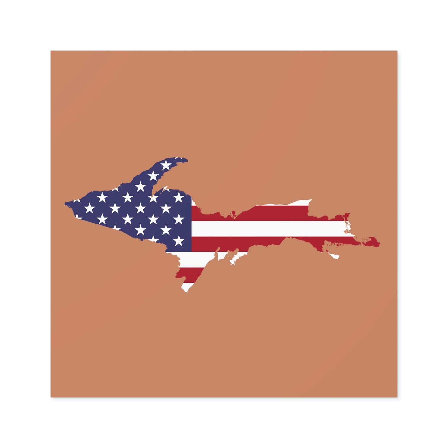 Michigan Upper Peninsula Square Sticker (Copper w/ UP USA Flag Outline) | Indoor/Outdoor