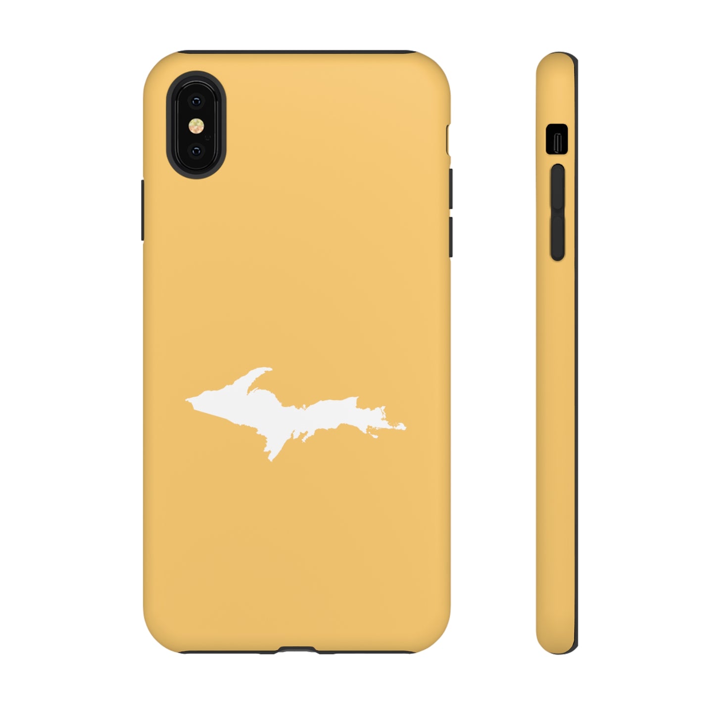 Michigan Upper Peninsula Tough Phone Case (Citrine Color w/ UP Outline) | Apple iPhone