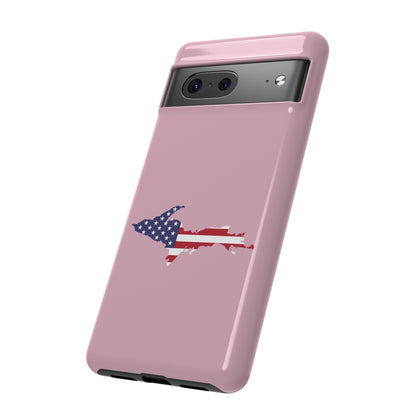 Michigan Upper Peninsula Tough Phone Case (Pink w/ UP USA Flag Outline) | Samsung & Pixel Android