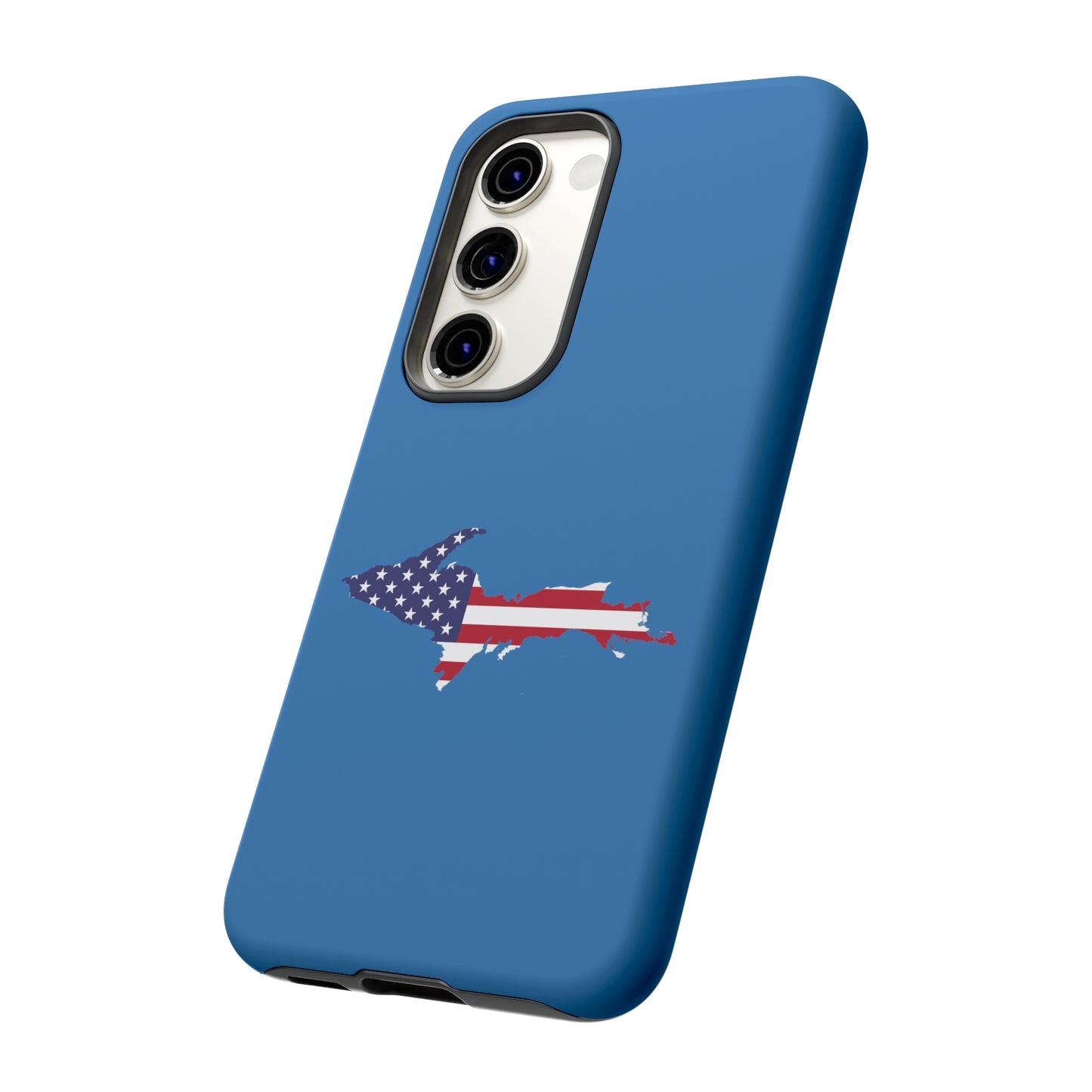 Michigan Upper Peninsula Tough Phone Case (Lake Superior Blue w/ UP USA Flag Outline) | Samsung & Pixel Android