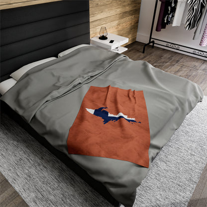 Michigan Upper Peninsula Plush Blanket (w/ UP Finland Flag Outline) | Copper Color