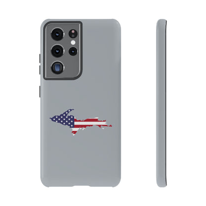 Michigan Upper Peninsula Tough Phone Case (Silver w/ UP USA Flag Outline) | Samsung & Pixel Android