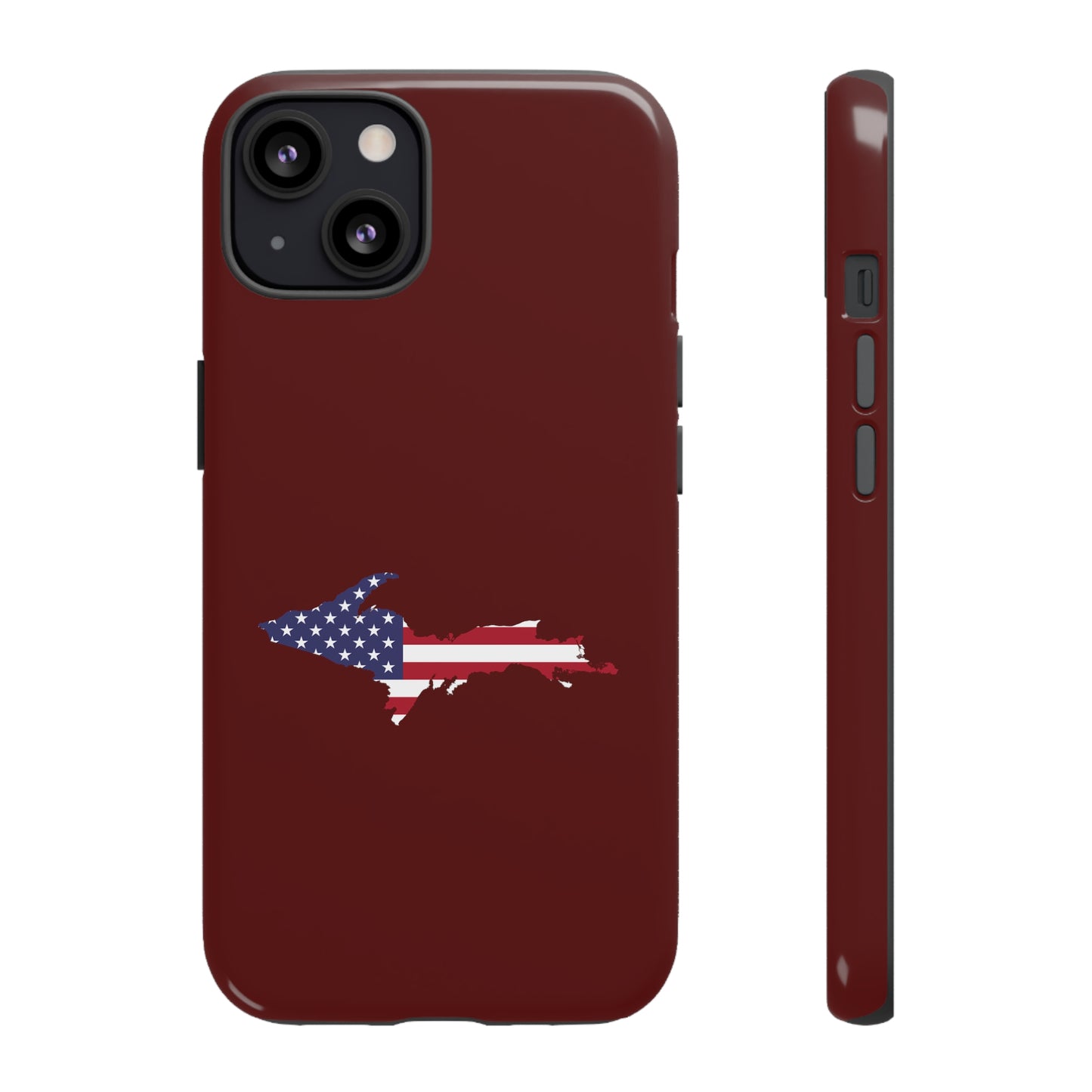 Michigan Upper Peninsula Tough Phone Case (Cherrywood Color w/ UP USA Outline) | Apple iPhone