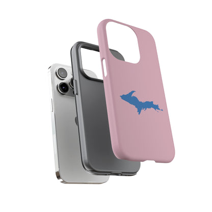 Michigan Upper Peninsula Tough Phone Case (Pink w/ Azure UP Outline) | Apple iPhone