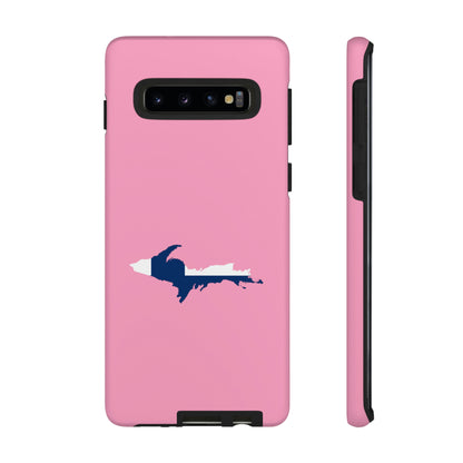 Michigan Upper Peninsula Tough Phone Case ('67 Caddie Pink w/ UP Finland Flag Outline) | Samsung & Pixel Android