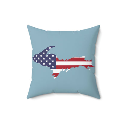 Michigan Upper Peninsula Accent Pillow (w/ UP USA Flag Outline) | Opal Blue