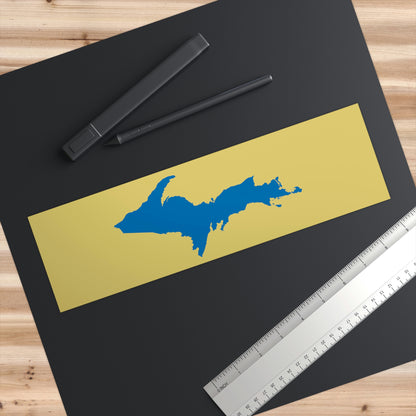 Michigan Upper Peninsula Bumper Sticker (w/ Azure UP Outline) | Plum Yellow Background