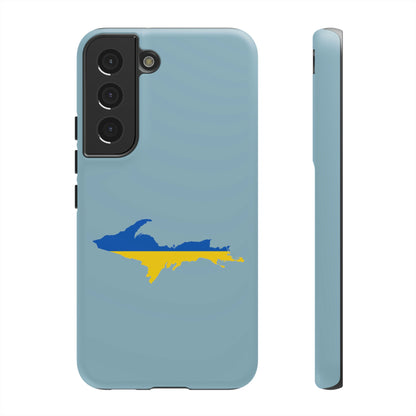 Michigan Upper Peninsula Tough Phone Case (Opal Blue w/ UP Ukraine Flag Outline) | Samsung & Pixel Android