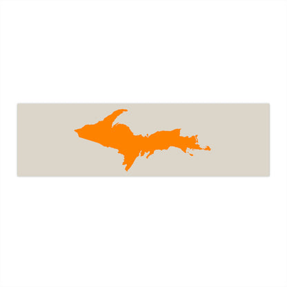 Michigan Upper Peninsula Bumper Sticker (w/ Orange UP Outline) | Canvas Color Background