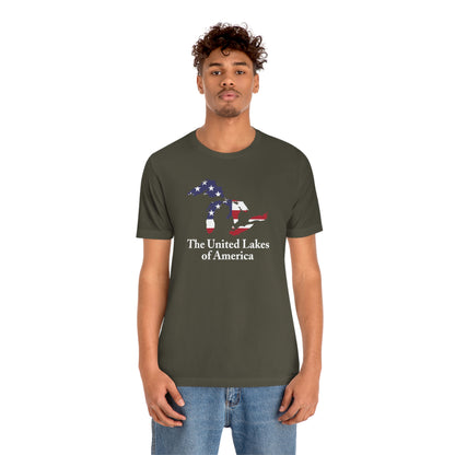 'The United Lakes of America' T-Shirt (w/ Great Lakes USA Flag Outline) | Unisex Standard Fit