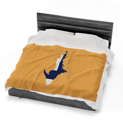 Michigan Upper Peninsula Plush Blanket (w/ UP Finland Flag Outline) | Citrine